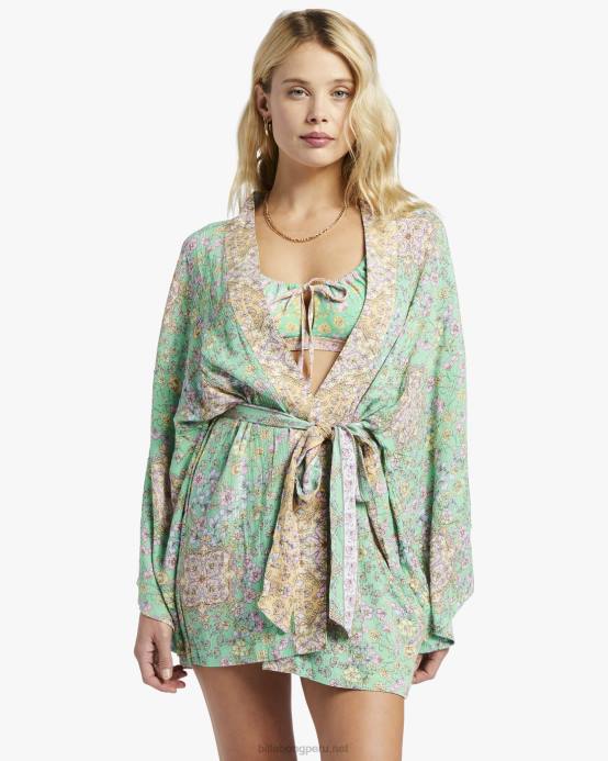 mujer verde Billabong loveland 2 kimono playa encubrir 04LD1346