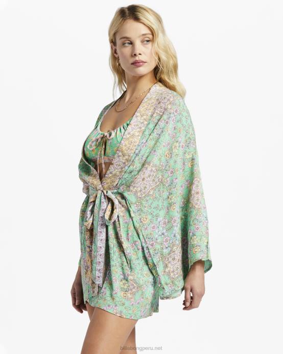mujer verde Billabong loveland 2 kimono playa encubrir 04LD1346