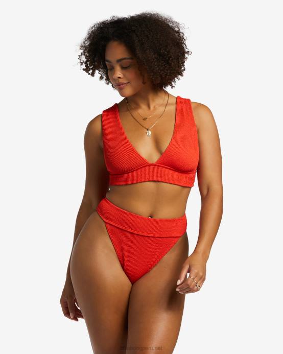 mujer aloha rojo Billabong braguitas de bikini altas de verano de aruba 04LD1255