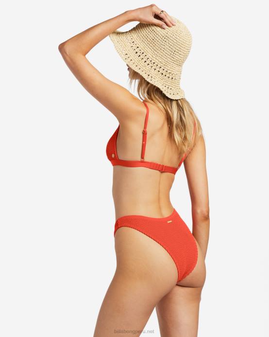 mujer aloha rojo Billabong braguitas de bikini de verano para caminatas altas 04LD1251