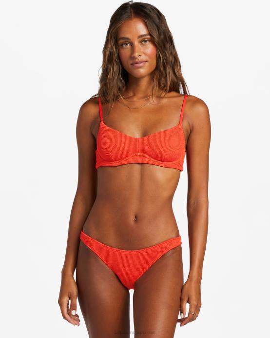 mujer aloha rojo Billabong braguitas de bikini tropicales altas de verano 04LD1253