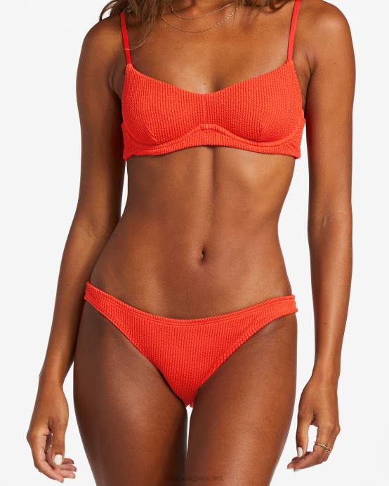 mujer aloha rojo Billabong braguitas de bikini tropicales altas de verano 04LD1253