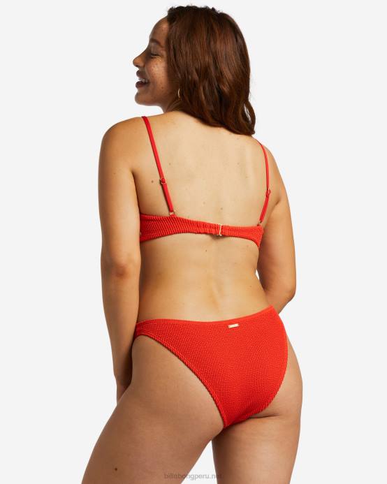 mujer aloha rojo Billabong braguitas de bikini tropicales altas de verano 04LD1253