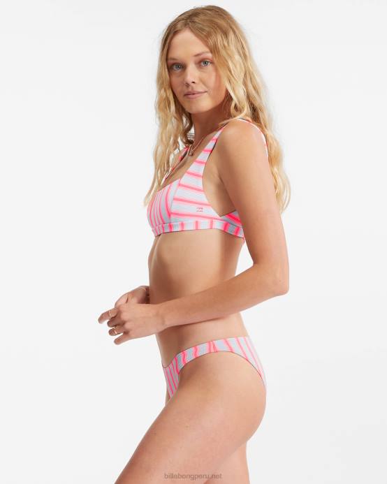 mujer cielo matutino Billabong braguitas de bikini de talle bajo con rayas surf tropic 04LD1581