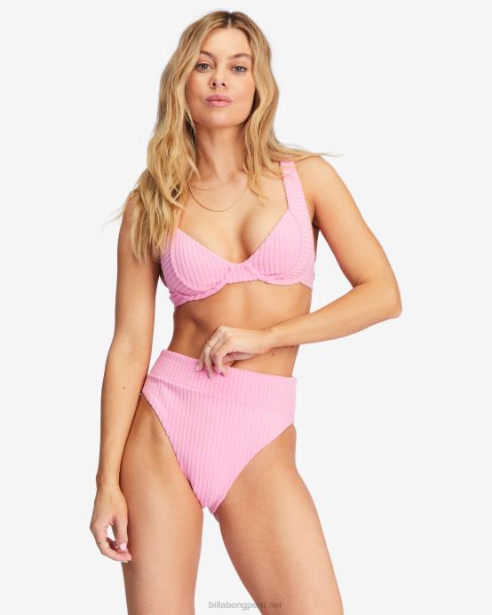 mujer cielos rosas Billabong braguitas de bikini con tiro alto 04LD1522