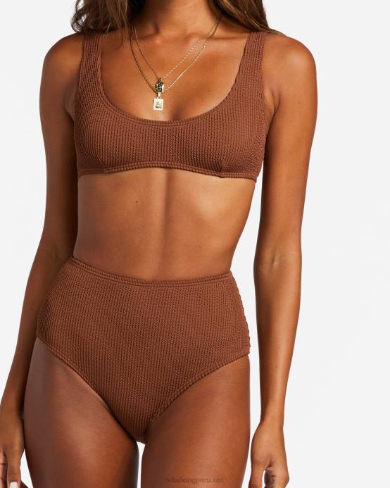 mujer coco tostado Billabong braguitas de bikini de cintura alta de verano 04LD1249