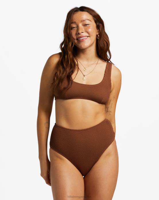 mujer coco tostado Billabong braguitas de bikini de cintura alta de verano 04LD1249