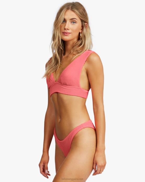 mujer enamoramiento de coral Billabong braguitas de bikini tropicales altas de verano 04LD1294