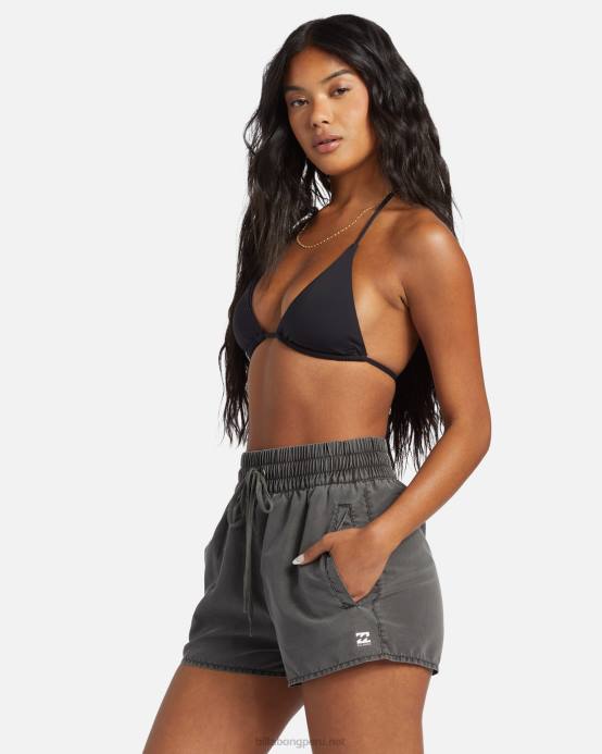 mujer guijarro negro Billabong shorts de baño sol searcher con cintura elástica 04LD1266