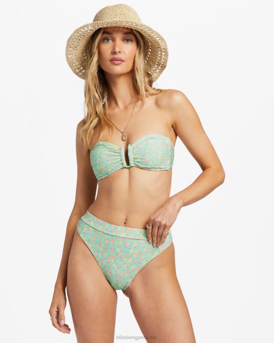 mujer menta verde Billabong braguitas de bikini de talle alto i sea you tanlines 04LD1196