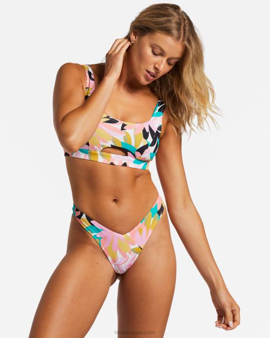 mujer negro multi Billabong braguitas de bikini de pierna alta upf 50 a/div 04LD1271