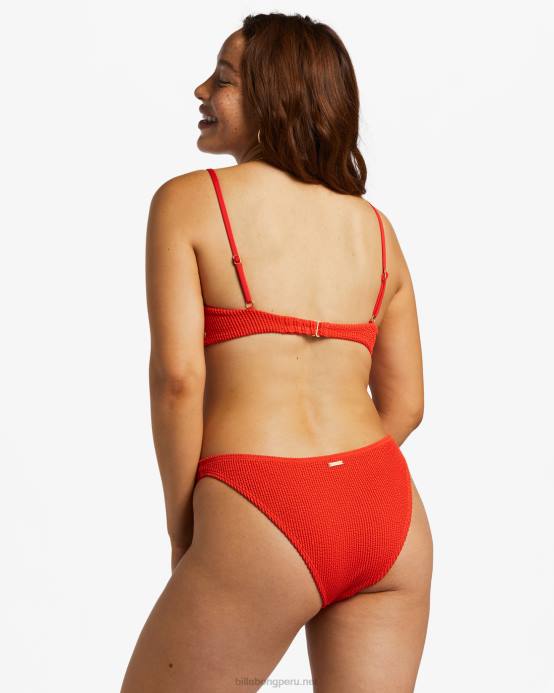 mujer aloha rojo Billabong parte superior de bikini con aros Kensley alta de verano 04LD1252