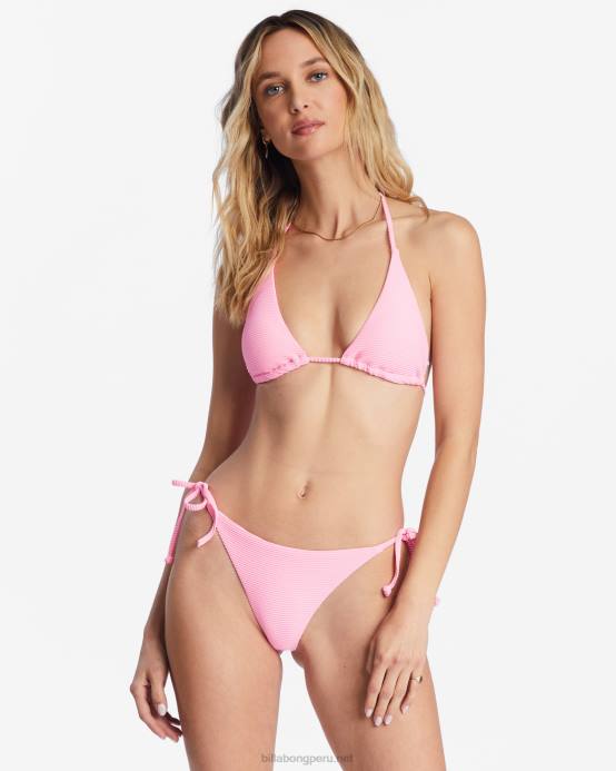 mujer aturdimiento rosa Billabong top de bikini tanlines con varios triángulos 04LD1488