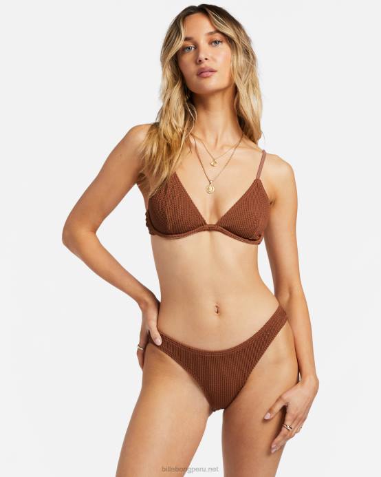 mujer coco tostado Billabong top de bikini con aros de reese alto de verano 04LD1246
