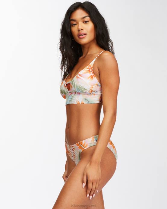 mujer cristal de sal Billabong top de bikini Island Calling con cuello en V 04LD1657