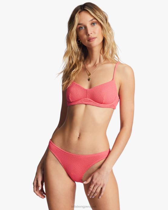 mujer enamoramiento de coral Billabong parte superior de bikini con aros Kensley alta de verano 04LD1458