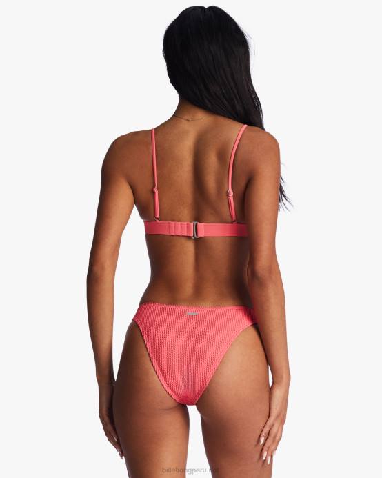 mujer enamoramiento de coral Billabong parte superior de bikini de triángulo fijo alto de verano 04LD1293
