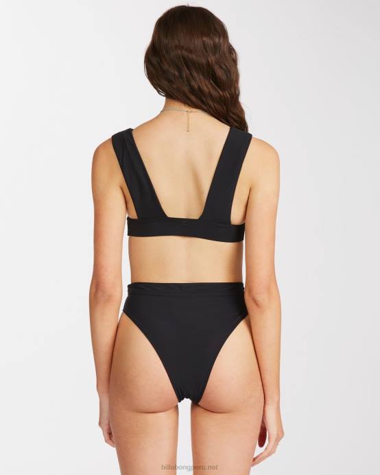 mujer guijarro negro Billabong top de bikini sol searcher con escote en V 04LD1331