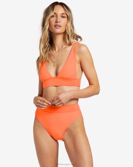 mujer melocotón poppin Billabong top de bikini de triángulo con escote remi alineado 04LD1231
