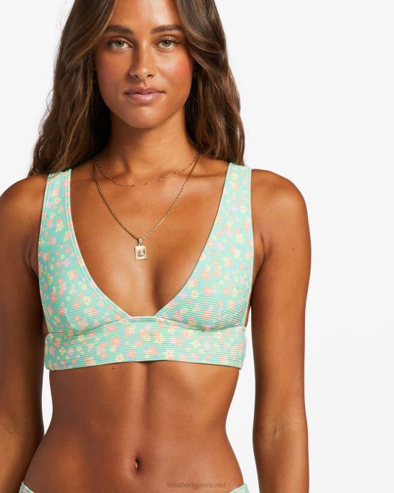 mujer menta verde Billabong i sea you tanlines sumergir la parte superior del bikini 04LD1197