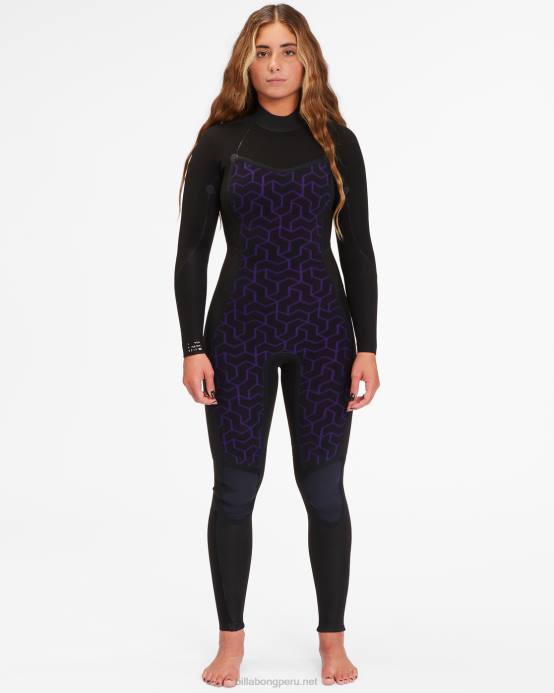 mujer coral de la vendimia Billabong Traje de neopreno completo con cremallera trasera 3/2 Synergy 04LD2583