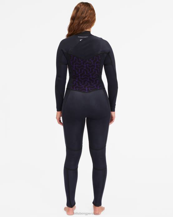 mujer negro salvaje Billabong Traje de neopreno completo con cremallera en el pecho 3/2 synergy 04LD2565