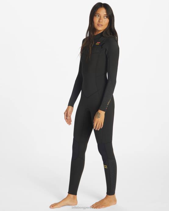 mujer negro salvaje Billabong Traje de neopreno completo con cremallera en el pecho 4/3 Synergy 04LD2566