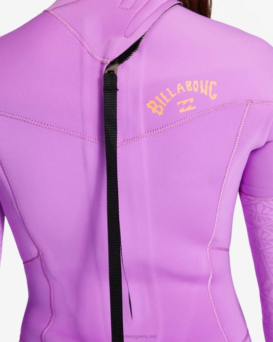 mujer orquídea brillante Billabong Traje de neopreno completo con cremallera trasera 3/2 Synergy 04LD2581