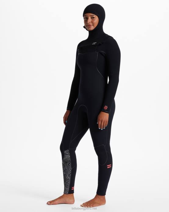 mujer senderos de medianoche Billabong Traje de neopreno con capucha y cremallera en el pecho de 5/4 hornos 04LD2569