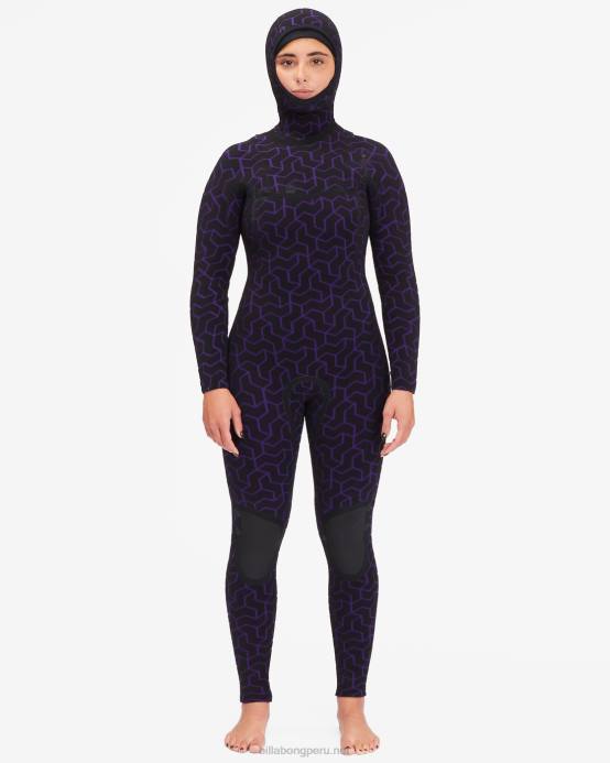 mujer senderos de medianoche Billabong Traje de neopreno con capucha y cremallera en el pecho de 5/4 hornos 04LD2569