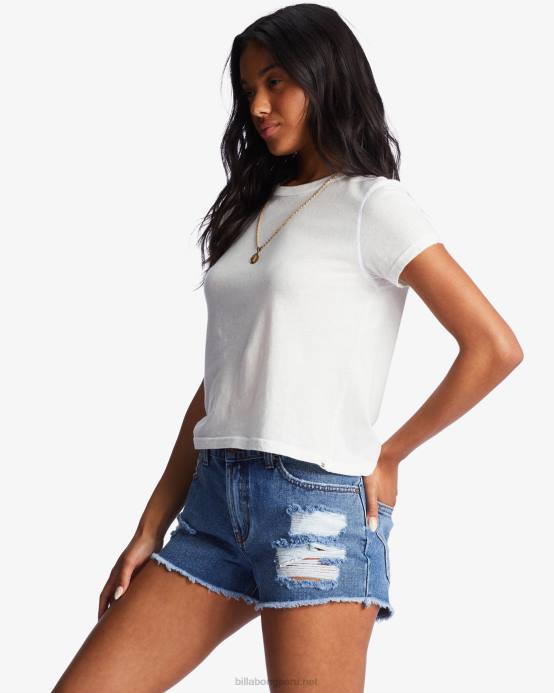 mujer Denim oscuro Billabong pantalones cortos de mezclilla deshilachados 04LD2165