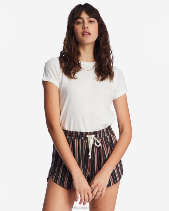 mujer apagado negro Billabong pantalones cortos con cinturilla elástica 04LD2160