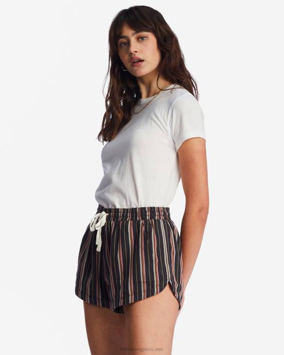 mujer apagado negro Billabong pantalones cortos con cinturilla elástica 04LD2160