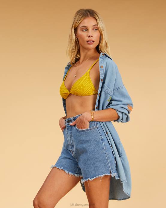 mujer azul salado Billabong pantalones cortos de mezclilla rubia salada tan vibey 04LD2348