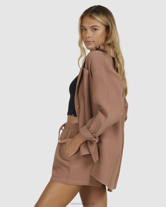 mujer cacao Billabong bloqueado en tus pantalones cortos elásticos 04LD1997