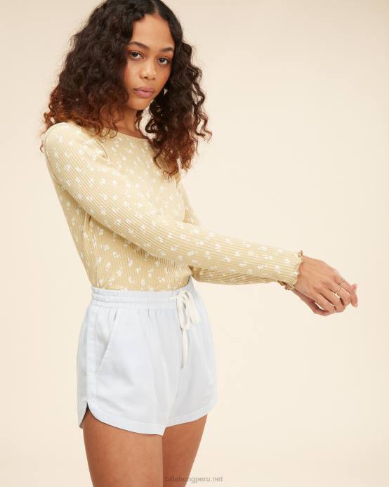 mujer cambray ligero Billabong pantalones cortos con cinturilla elástica 04LD1926