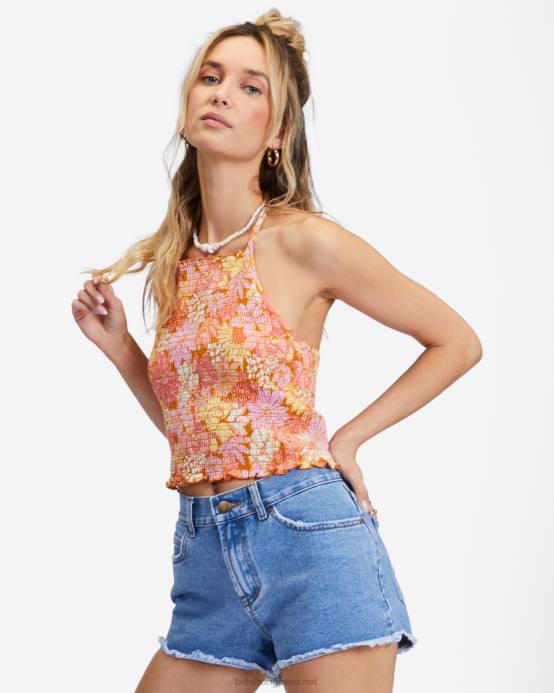 mujer costa azul Billabong pantalones cortos de mezclilla deshilachados 04LD2249