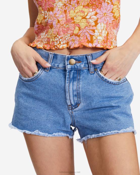 mujer costa azul Billabong pantalones cortos de mezclilla deshilachados 04LD2249