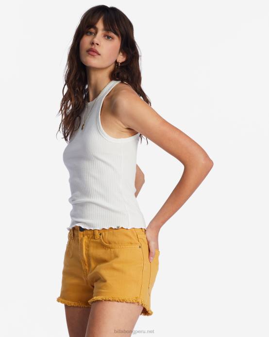 mujer dorado Billabong pantalones cortos deshilachados 04LD2189