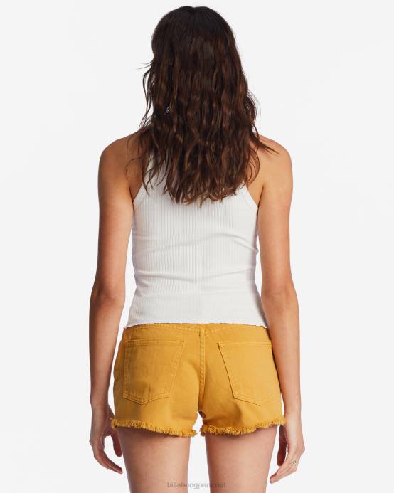 mujer dorado Billabong pantalones cortos deshilachados 04LD2189