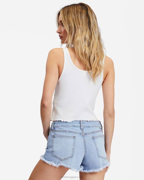 mujer enjuague índigo Billabong shorts de mezclilla con botones 04LD2289