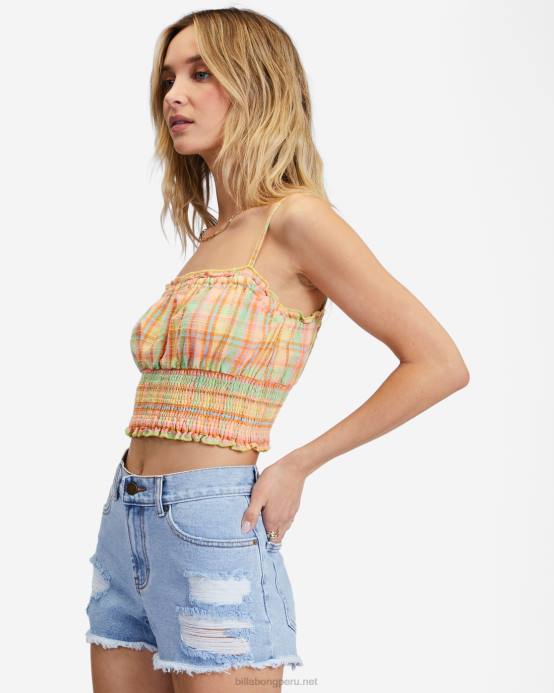 mujer mezclilla lavada Billabong pantalones cortos de mezclilla deshilachados 04LD2286