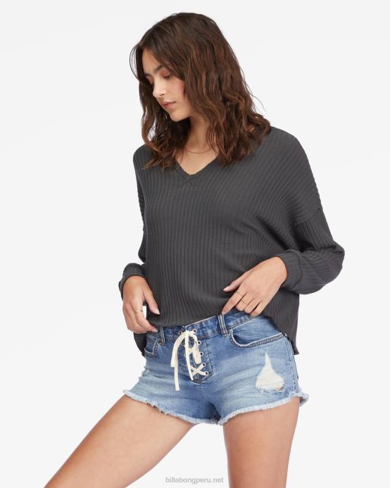 mujer playa azul Billabong shorts de mezclilla con corazones ligeros 04LD2264