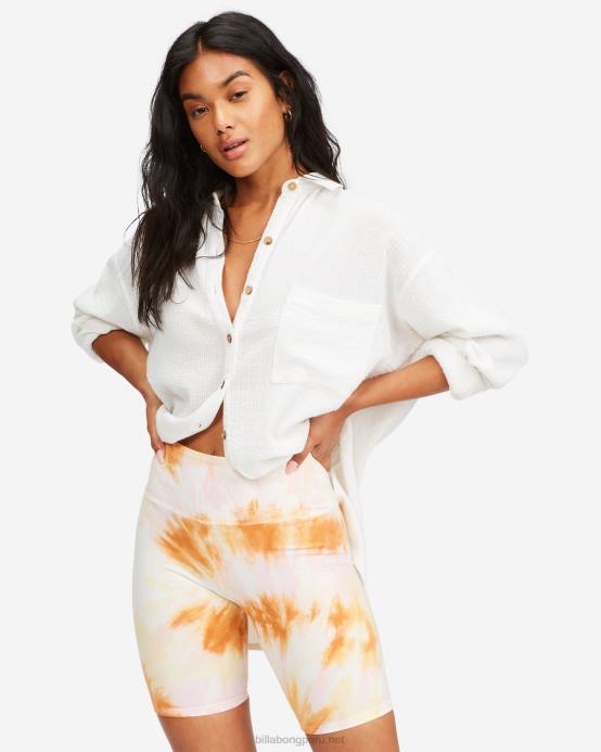 mujer teñido anudado Billabong pantalones cortos de motociclista 04LD2320