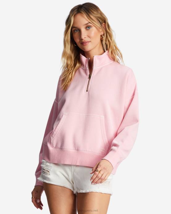 mujer Rosa suave Billabong sudadera sin cierre con media cremallera Lazy Mornings 04LD2105