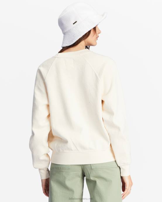 mujer blanco antiguo Billabong aquí vamos sudadera gráfica con cuello redondo 04LD2218