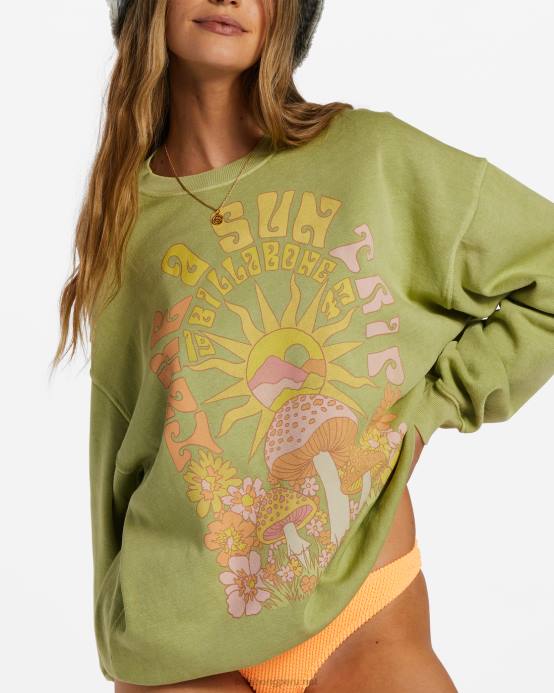 mujer sauce Billabong paseo en sudadera extragrande con cuello redondo 04LD2057