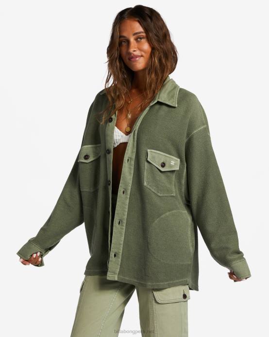 mujer amor ejército Billabong sobrecamisa extragrande anytime lite 04LD1770