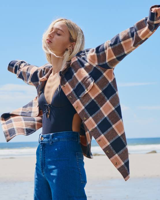 mujer broncearse Billabong camisa de franela extragrande con botones 04LD2217