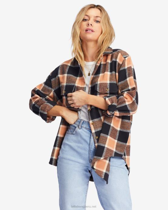 mujer broncearse Billabong camisa de franela extragrande con botones 04LD2217
